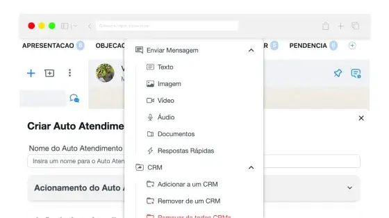 Interface do chatbot WaSpeed — fluxo de autoatendimento no WhatsApp